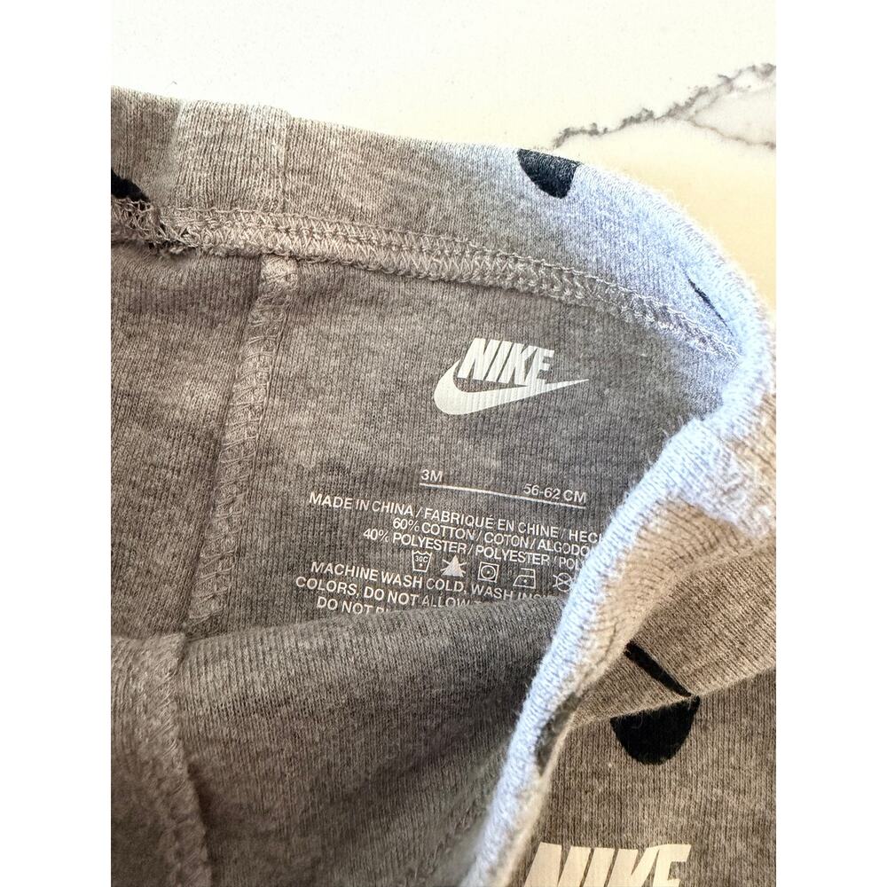 Nike Baby Footed Pants - Gray Allover Logo Print - Picture 4 of 4